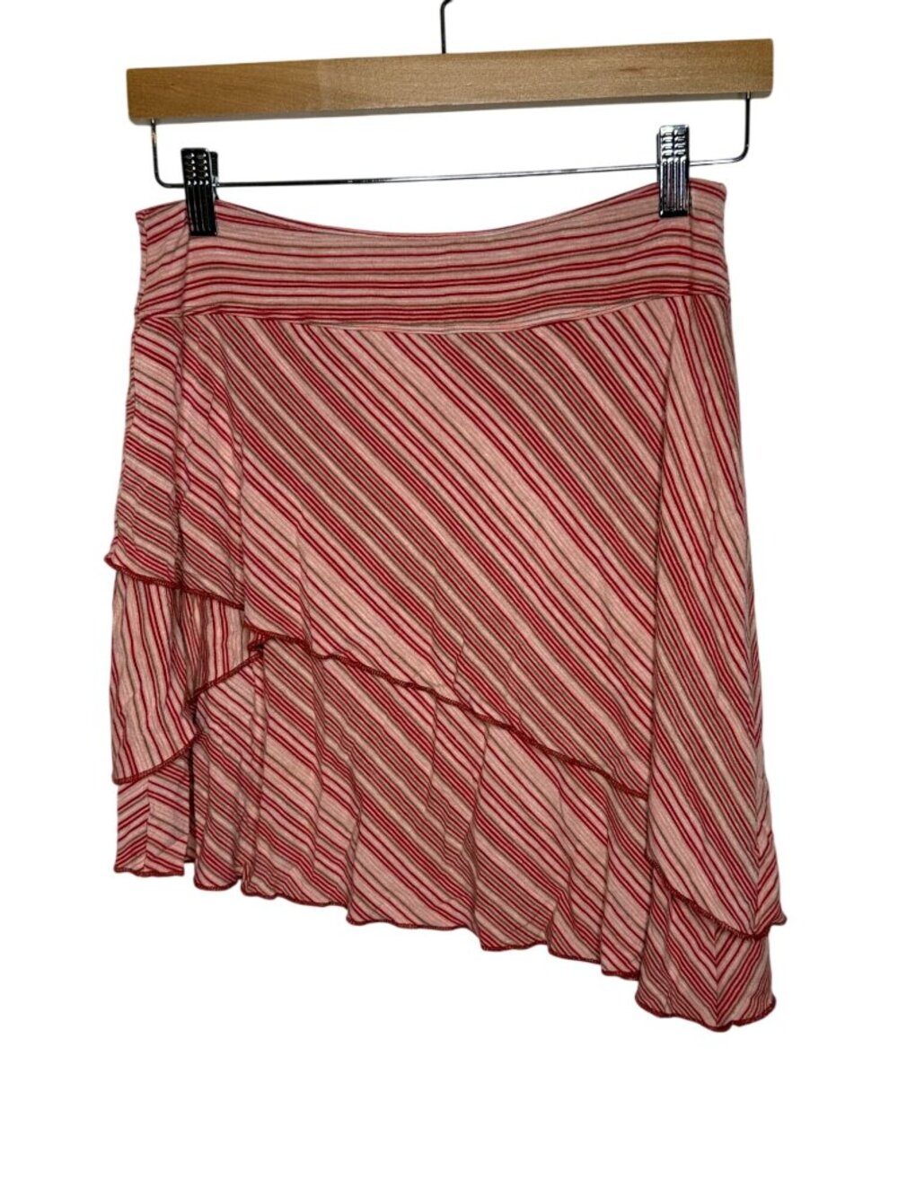 Athleta Small Striped Asymmetrical Ruffle Skirt Boho Y2K
